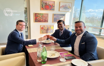  Ambassador Raj Srivastava hosted Member of Croatian Parliament, Mr. Domagoj Hajdukovic & Mayor of Pula, Mr. Filip Zoricic for an Indian lunch based on Millets  celebrating International Year of Millets 2023 and discussed their forthcoming maiden visits to India.